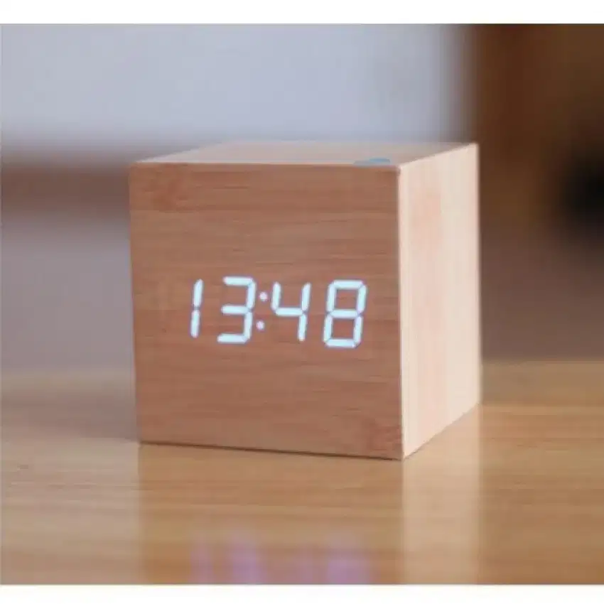 Jam Digital LED Kayu Aesthetic Desk Clock