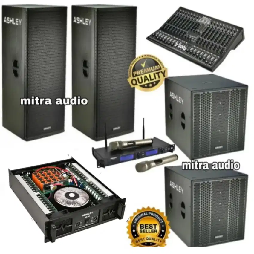 Paket sound system speaker pasif 12 inch Ashley+subwoofer pasif 15 inc