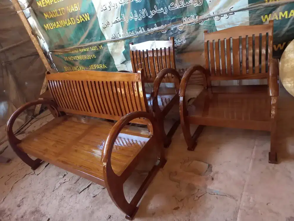 Set kursi sedan kayu jati bayar cod