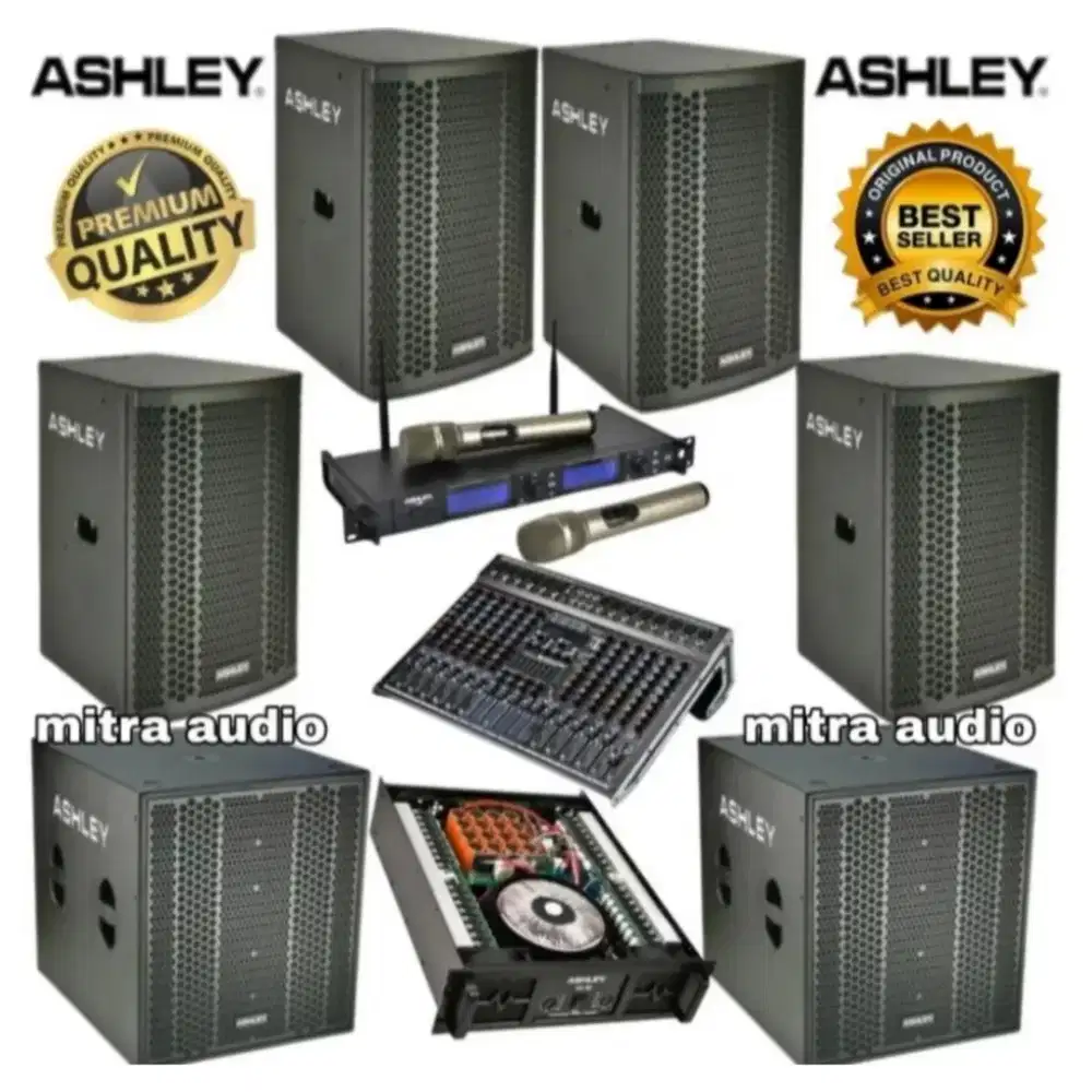 Paket sound karaoke speaker pasif Ashley 12 inch+subwoofer pasif 15 in