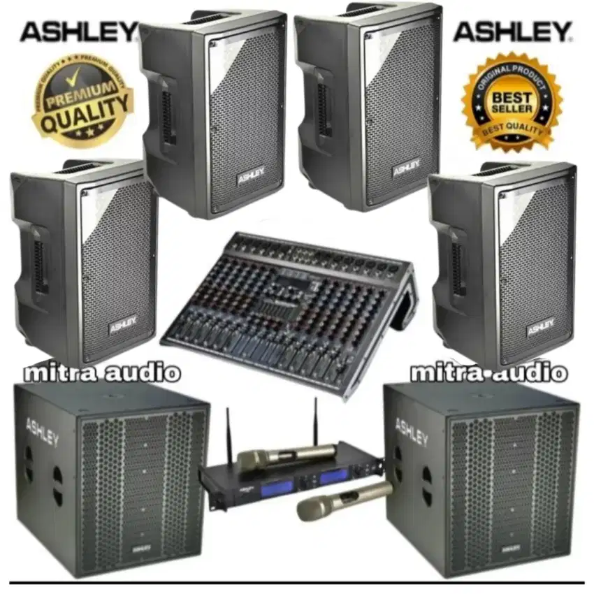 Paket sound karaoke speaker aktif Ashley 12 inch+subwoofer aktif 15 in