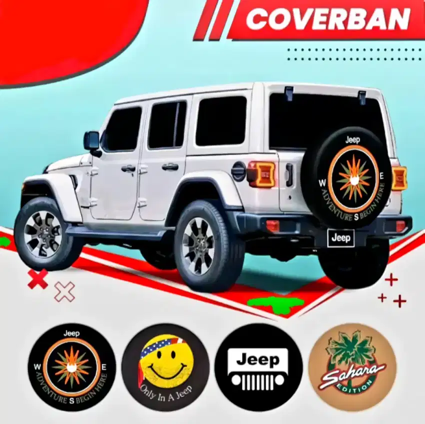Sarung Ban Serep Mobil Custom Untuk Jeep Rubicon Bahan Kulit Oscar
