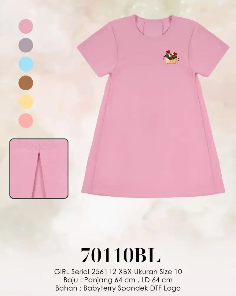 Dress Simple Anak 5 Tahun Bahan Babyterry Kekinian & Murah