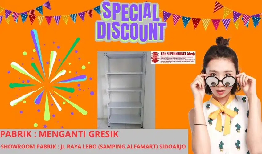 Rak siku lubang promo awal tahun rak minimarket gondola