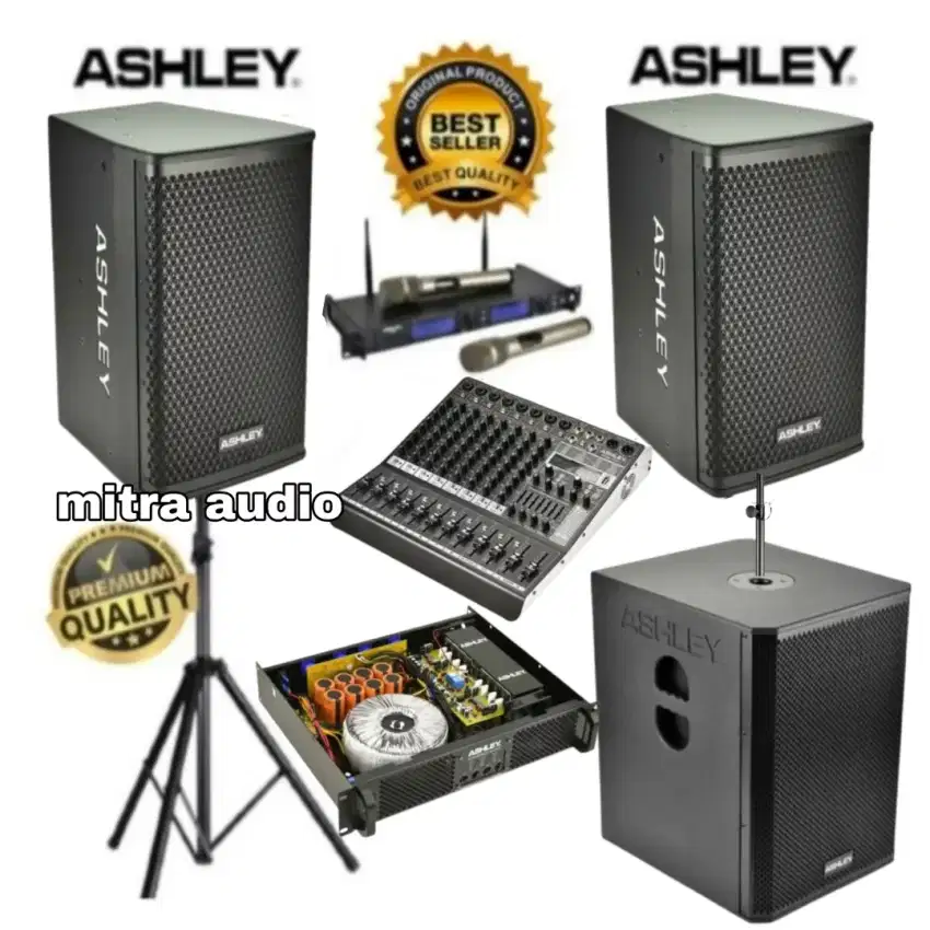 Paket sound system speaker pasif Ashley 10 inch+mixer bluetooth Ashley