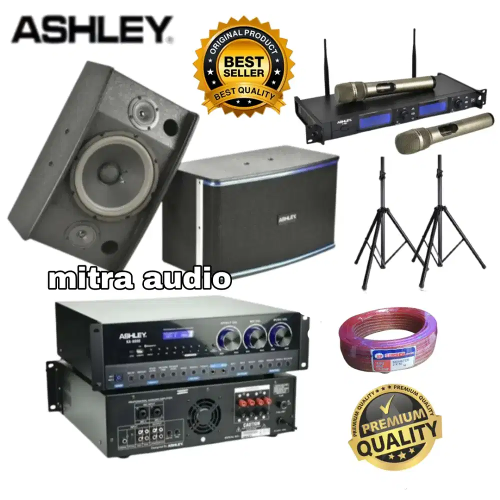Paket karaoke sound system speaker Ashley 10 inch+amplifier bluetooth