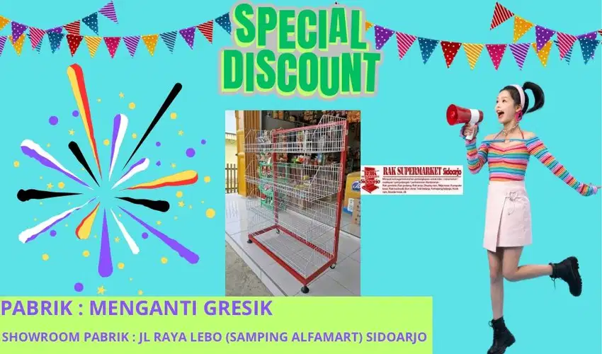 Rak ciki single  diskon harga Gondola minimarket promo murah