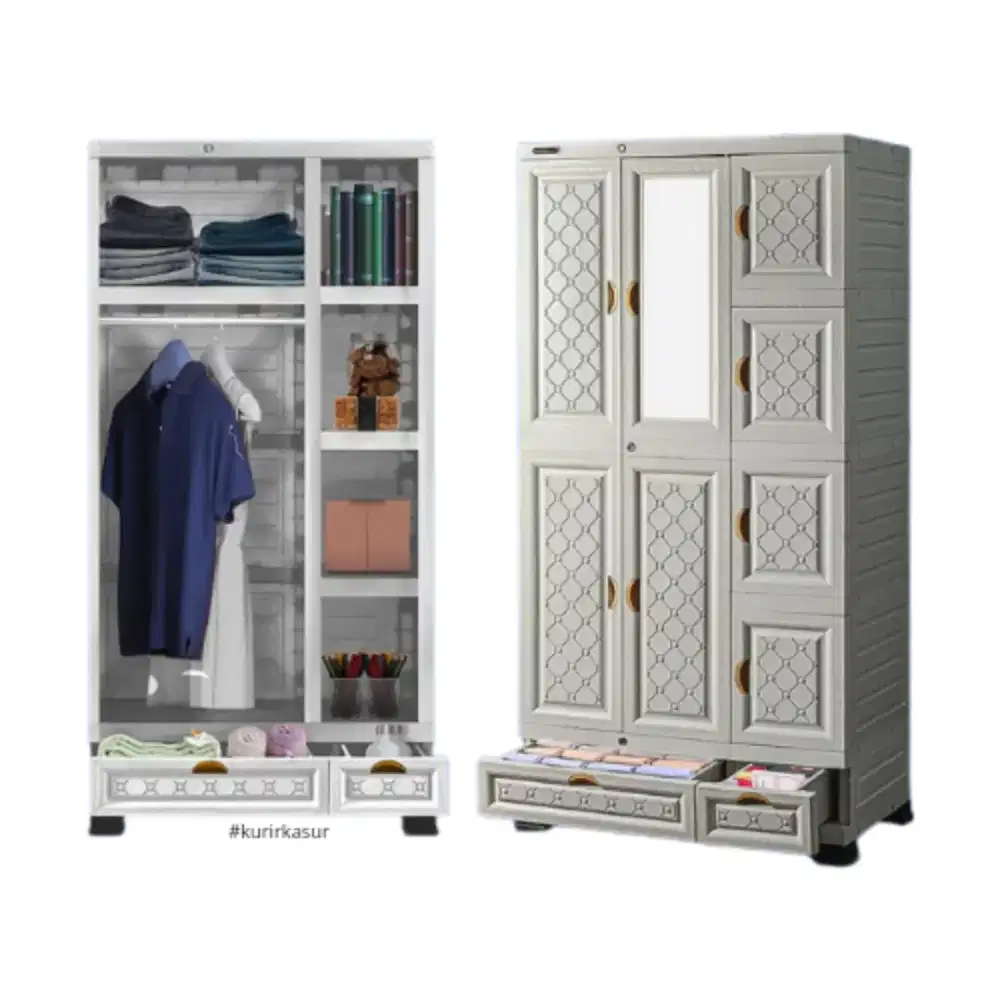 Lemari Plastik 3 Pintu Napolly Kaca