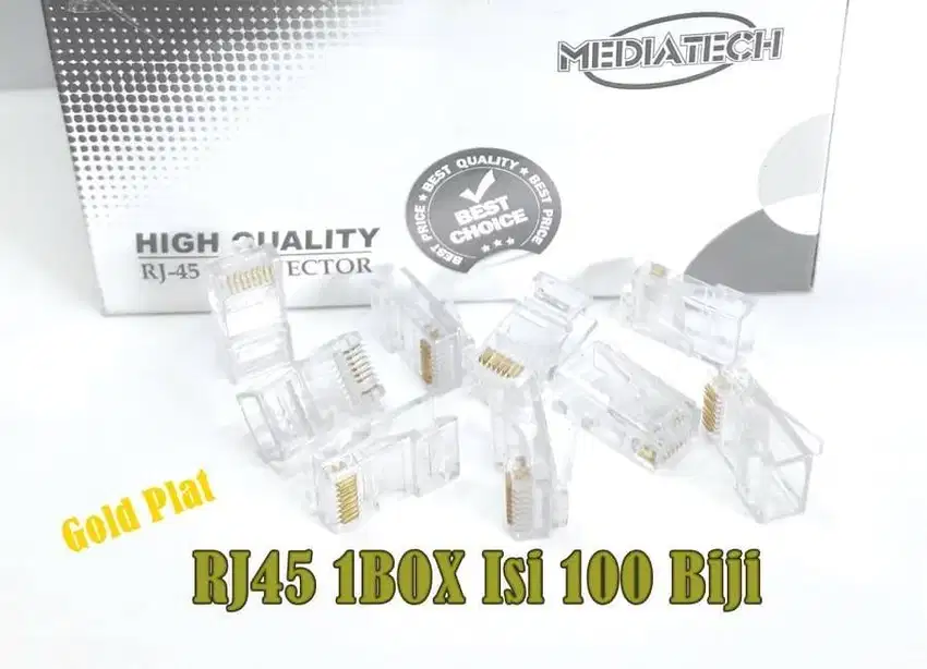 Konektor RJ45 isi 100 pcs Connector RJ-45 Untuk Kabel LAN Ethernet UTP