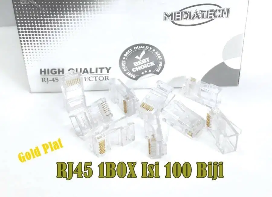 Konektor RJ45 isi 100 buah. Connector Kabel UTP LAN RJ 45 Ethernet