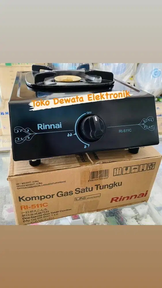 Kompor gas 1tungku Rinnai api biru body teplon garansi resmi 1tahun