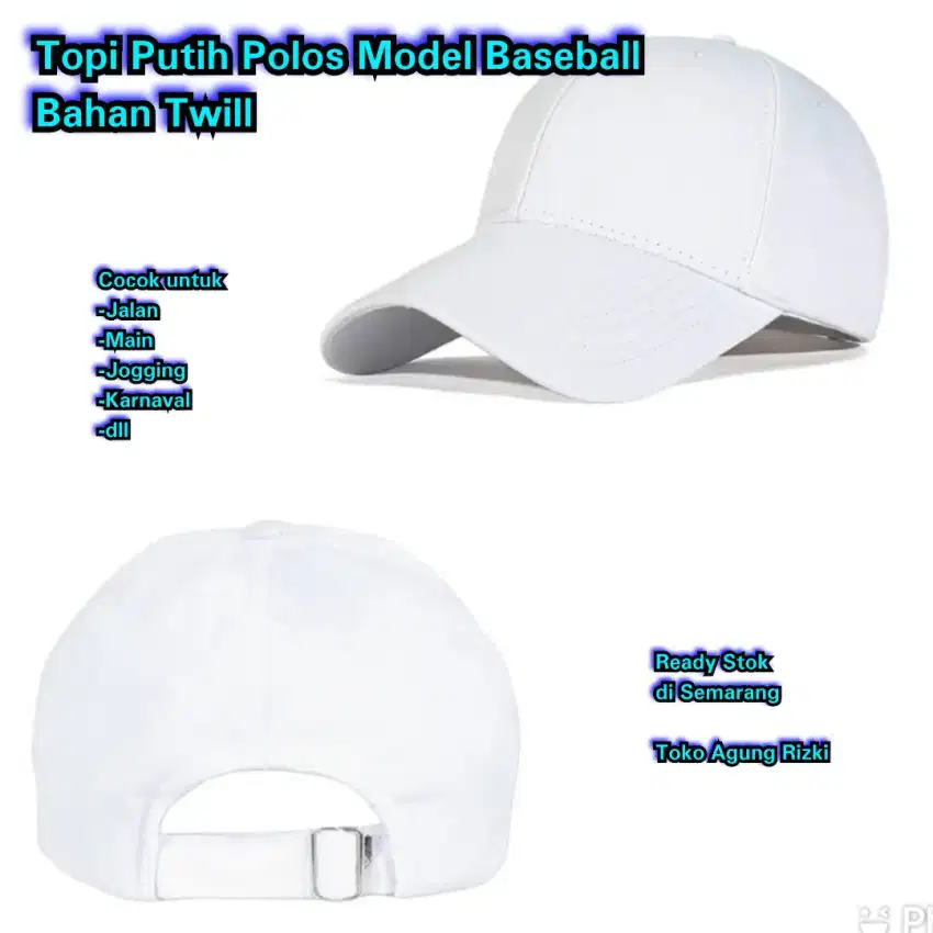 Topi Putih Polos Model Baseball Bahan Twill cocok Untuk Main Jalan