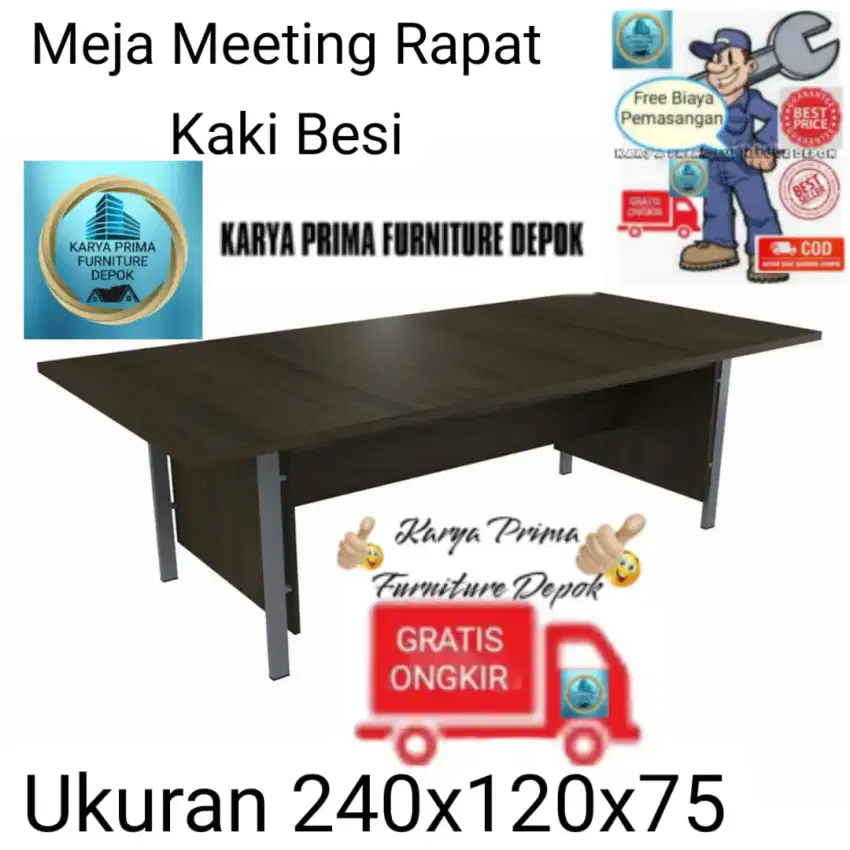 Meja Meeting Rapat 240x120x75 kaki besi cat powder coating 2.350.000