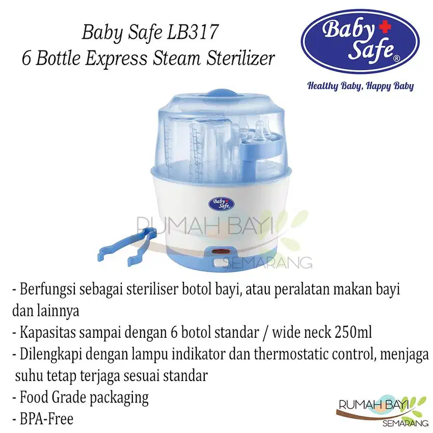 Baby Safe 6 Bottle Express Steam Sterilizer - Alat Steril Botol Susu