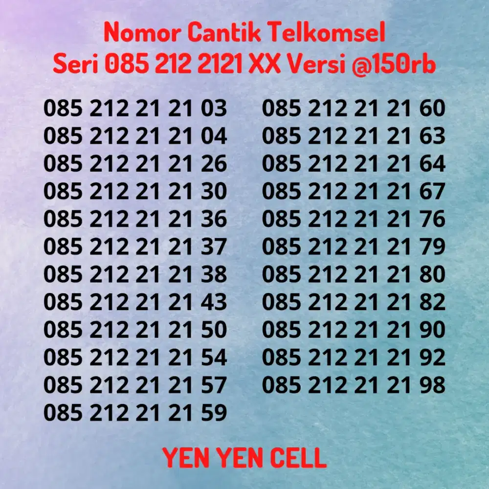 Nomor Cantik Kartu Perdana Telkomsel Simpati Seri 2121 Tengah Rapi