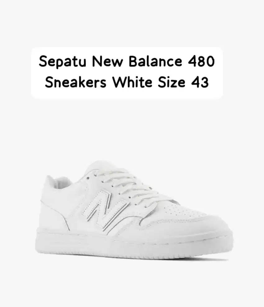 Sepatu New Balance 480 Sneakers White Size 43 ORIGINAL LENGKAP BOX