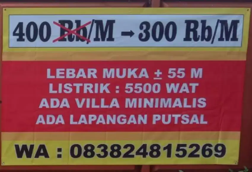 Jual Cepat Tanah 5000 + Villa + Lapangan Futsal Cocok Untuk Investasi