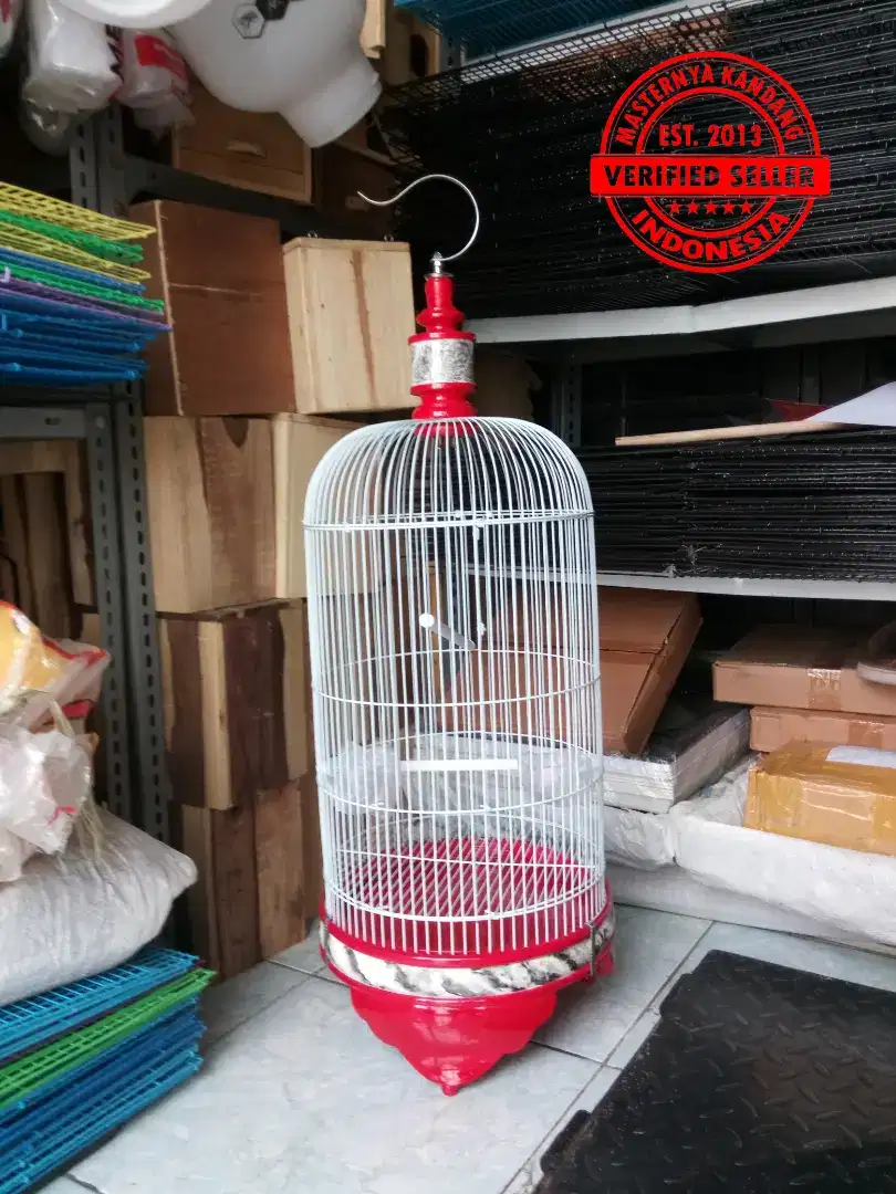 SANGKAR BURUNG LOVEBIRD + PION TEBOK KAYU JATI MOTIF MARMER