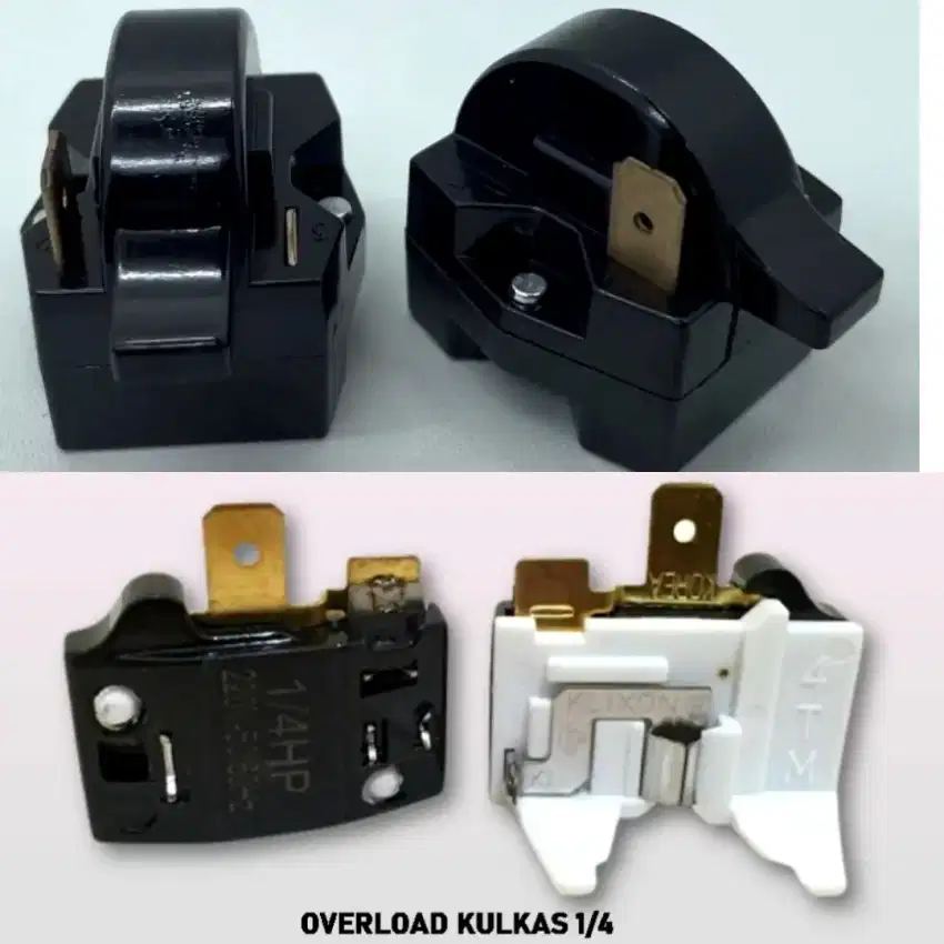 Relay ptc kulkas 1 pin kanan dan Overload ukuran 1/4  & 1/6  Termurah