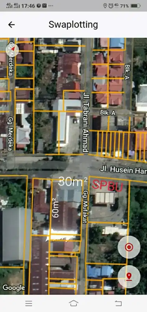 Tanah tepi jalan husein hamzah pal ukuran 30 x 55