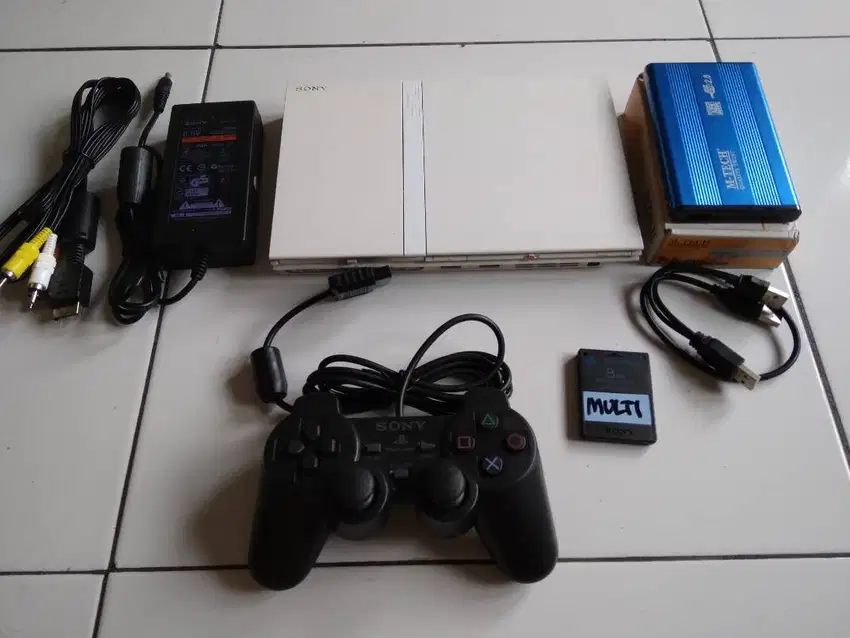PS 2 Slim White Putih Langka Plus Hardis External 60gb Fullgame Mantap