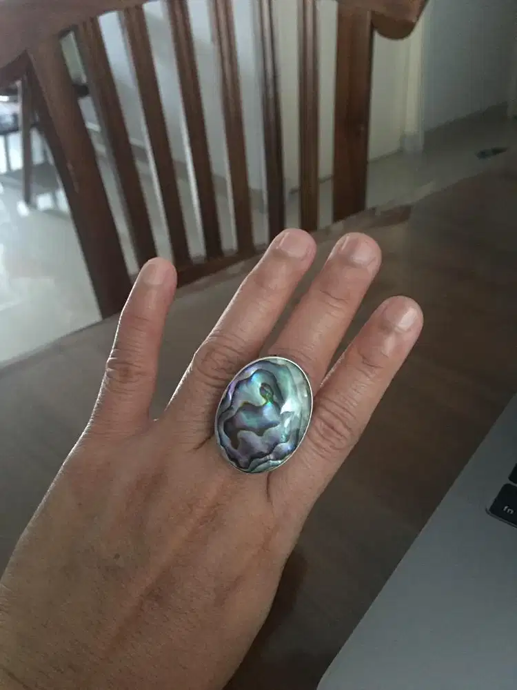 Cincin perak bakar Bali 925, Kulit Kerang (Abalon Shell)