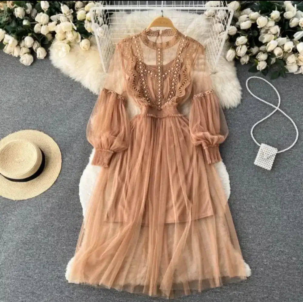 Dress coklat dress pesta dress vintage
