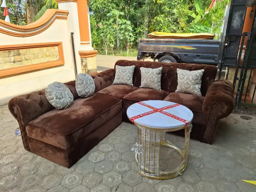 Sofa L kancing meja double