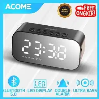 ACOME A5 SPEAKER BLUETOOTH 5.0 Jam Alarm LED Display Ultra Bass -HITAM