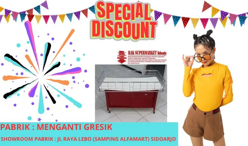 Diskon Box obral chrome rak harga gondola supermarket