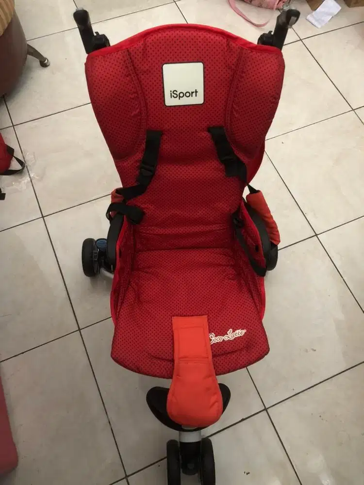 Jual stoller roda 3 iSport cocolatte merah