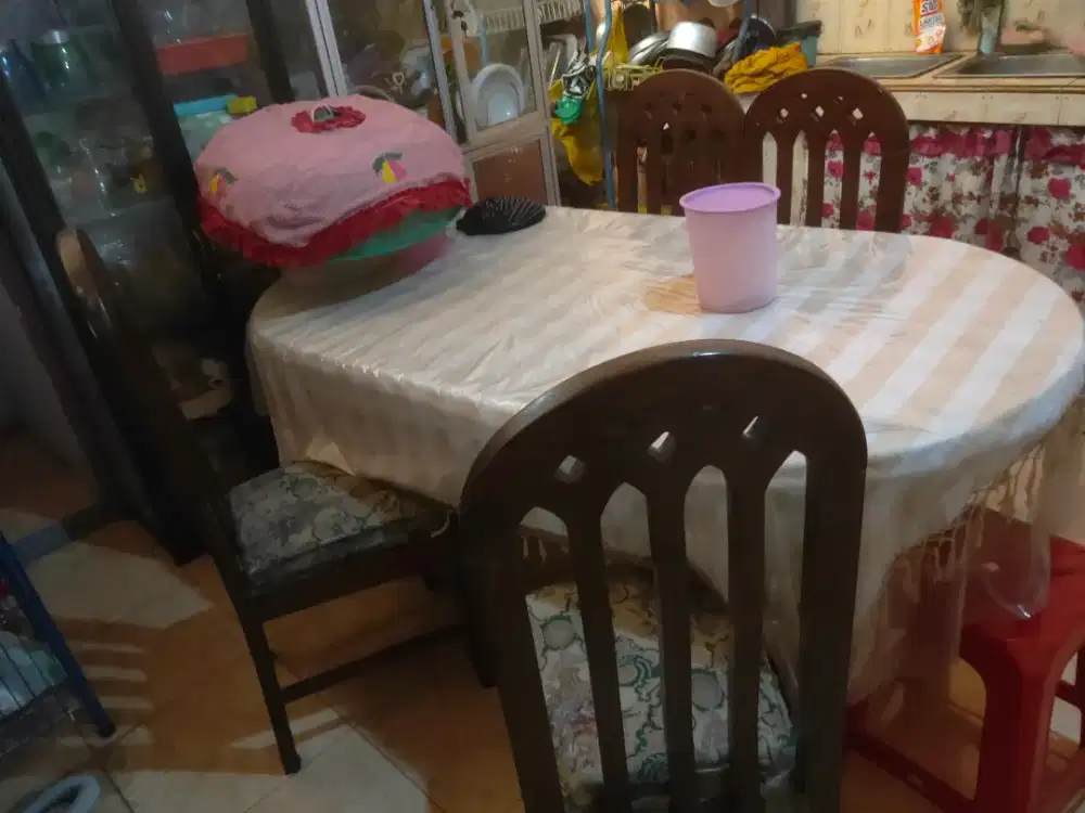 Meja kursi makan KAYU JATI ASLI