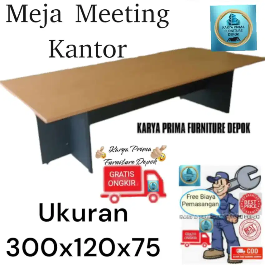 Meja Meeting Rapat Besar Baru ukuran 300x120x75 free ongkir 2.450.000