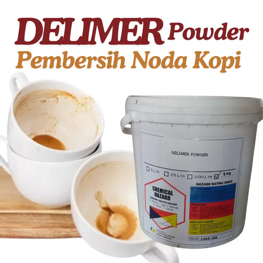 Delimer Soaking Powder - Bubuk Pembersih Noda Kopi di Cangkir (3 Kg)