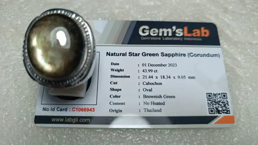 Cincin Natural Star Green Sapphire 43.99 Ct No Heat Big Size Bermemo