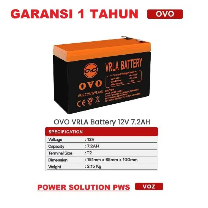 Baterai/Batrey UPS OVO AKI Kering 12V 7.2AH