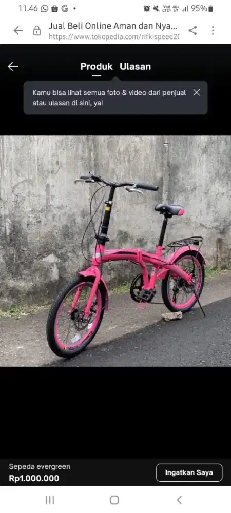 Evergreen sepeda lipat dewasa, uk 16