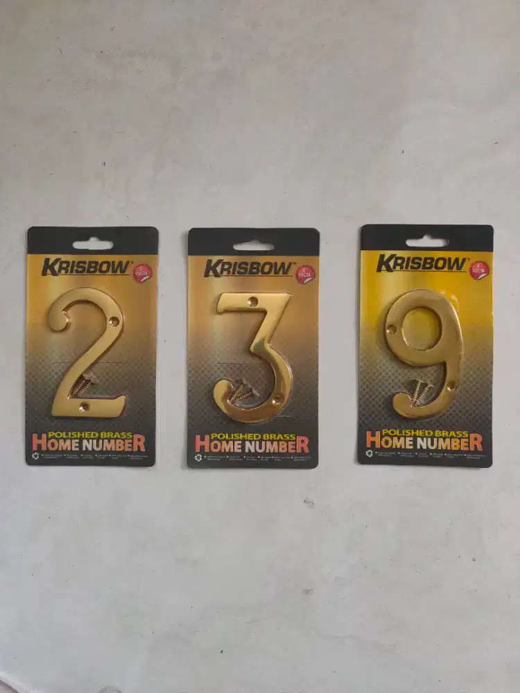 Nomor Rumah Polished Brass Home Number