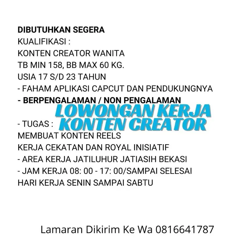 LOWONGAN KONTEN CREATOR