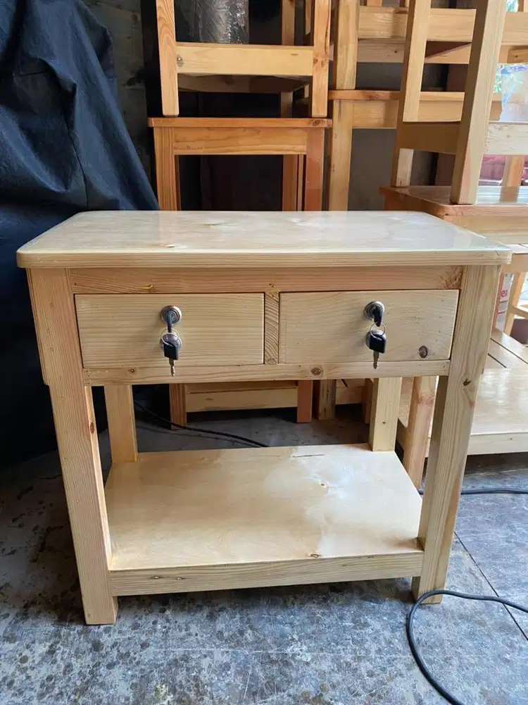 Meja susun 2 minimalis laci