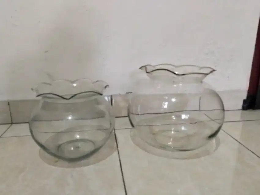 Aquarium bulat besar dan kecil