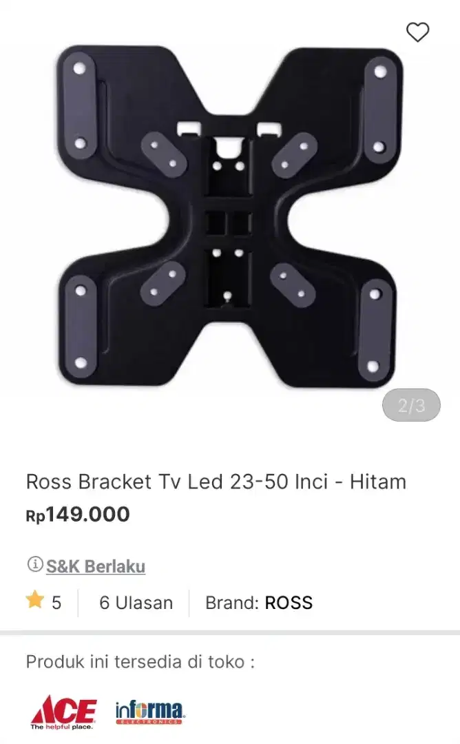 Bracket tv lcd max 50inch