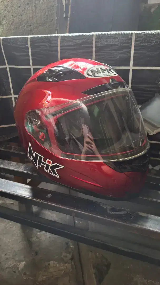 Helm NHK RX9 merah solid ciledug