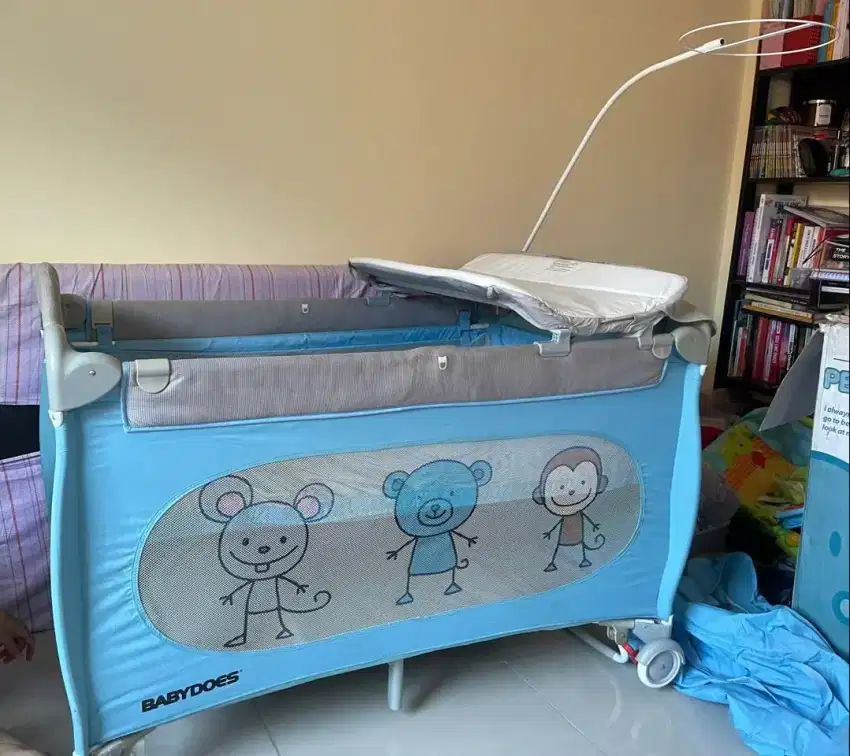 Tempat tidur bayi / box tidur baby babydoes lion blue