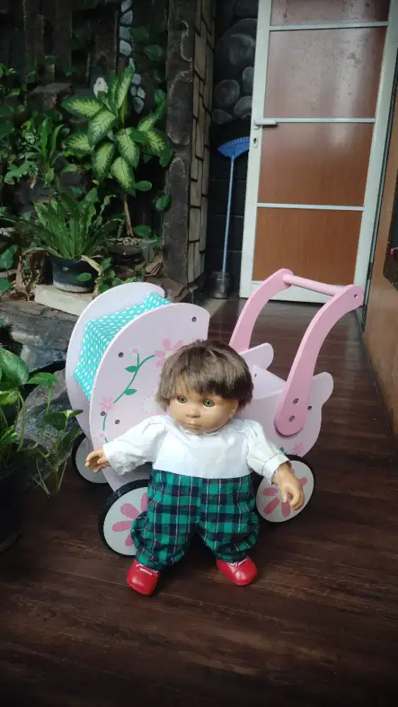 RARE! WOODEN DOLL STROLLER N D'ANTON DOLL/ LITTLE TIKES ELC MATTEL