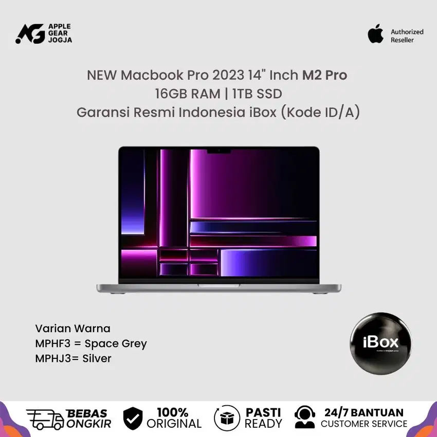 (iBox) New Macbook Pro M2 Pro 2023 14” Inch 16GB 1TB Resmi Indonesia