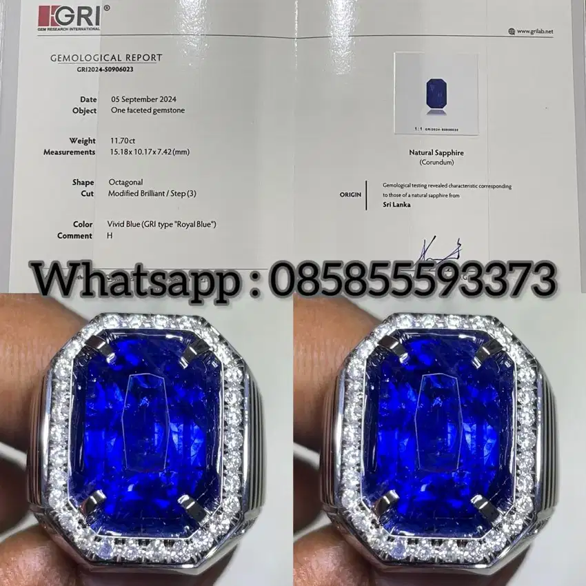 Natural Vivid Royal Blue Sapphire Srilanka 11.70 Ct