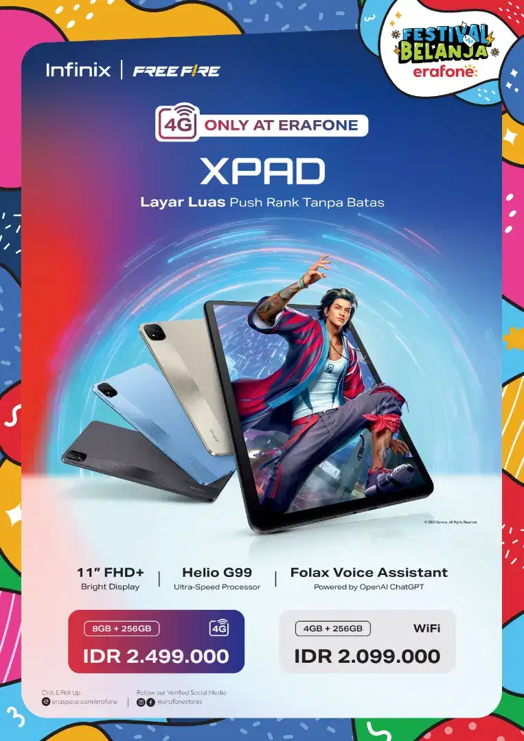 INFINIX XPAD Wifi Only dan SIM Card GARANSI 1 TAHUN