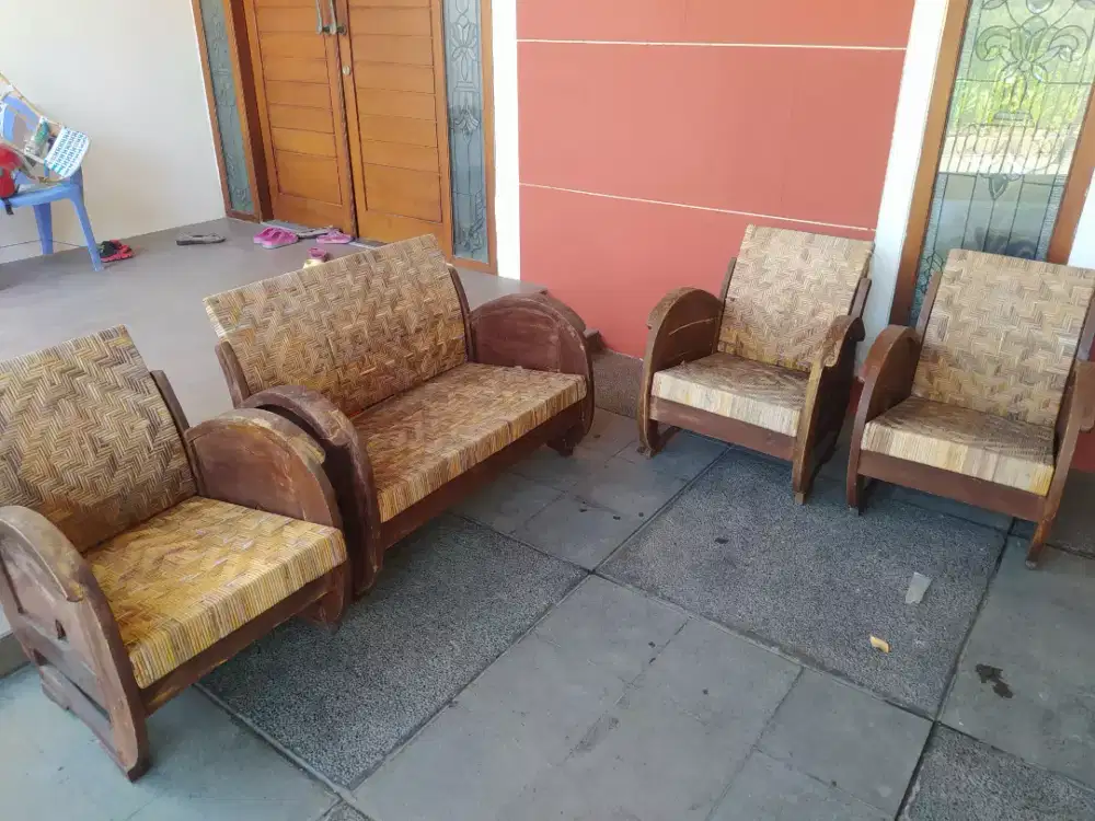 KURSI ANYAM VINTAGE (1 SET)