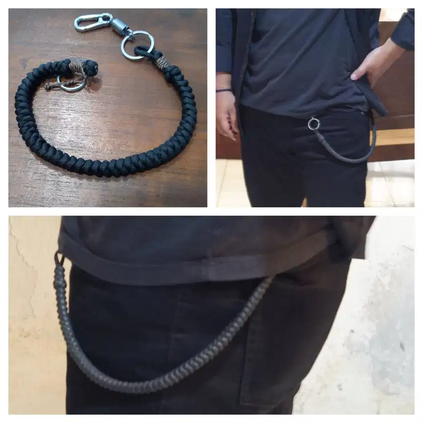 Ready Tali Dompet Prusik Paracord Hitam Baru Keren